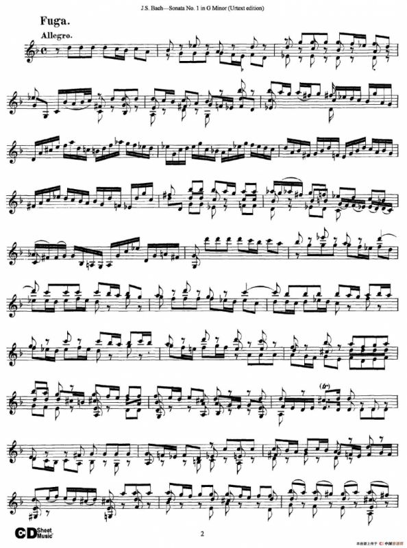 6 Violin Sonatas and Partitas 1.Sonata No.1 G Minor（Urtext edition）