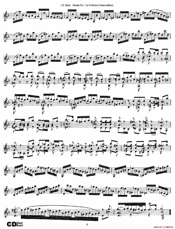 6 Violin Sonatas and Partitas 1.Sonata No.1 G Minor（Urtext edition）