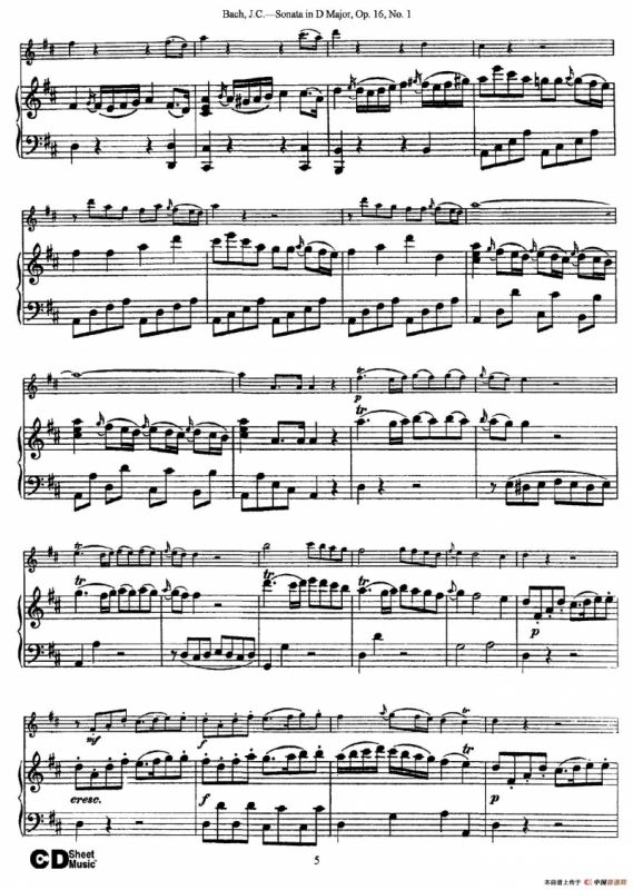 Sonata in D Major,Op.16 No.1（小提琴+钢琴伴奏）