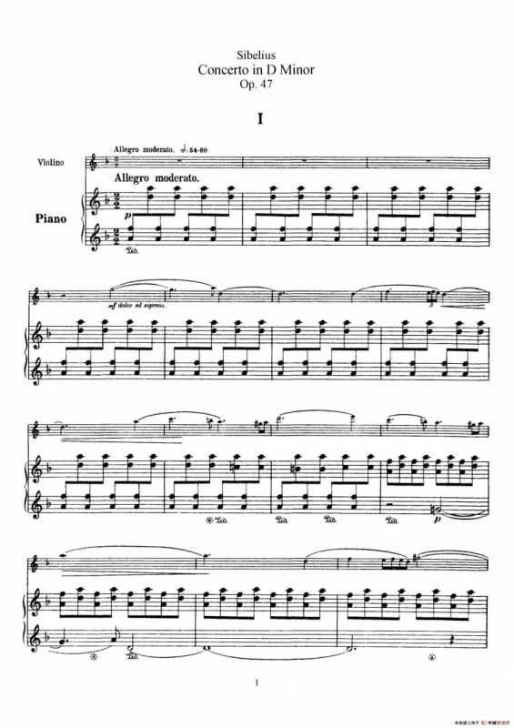 Concerto in D Minor Op.47（小提琴+钢琴伴奏）