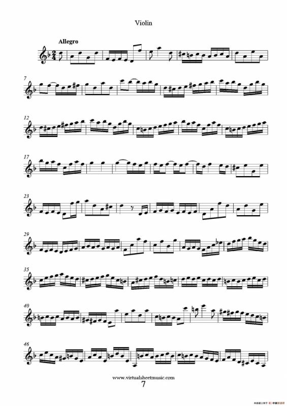 Concerto in D minor（小提琴分谱）