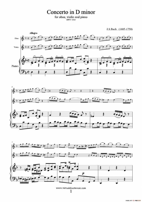 Concerto in D minor（双簧管+小提琴+钢琴伴奏）