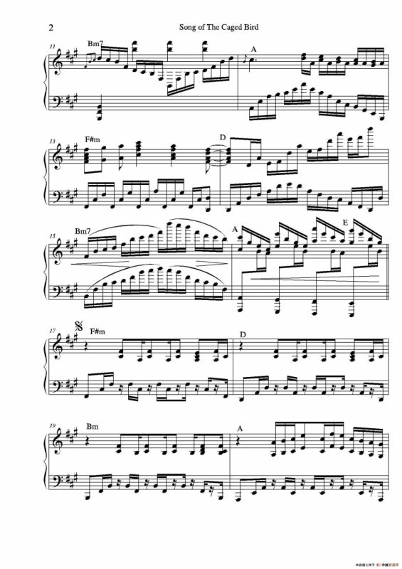 Song of a Caged Bird（小提琴+钢琴伴奏）