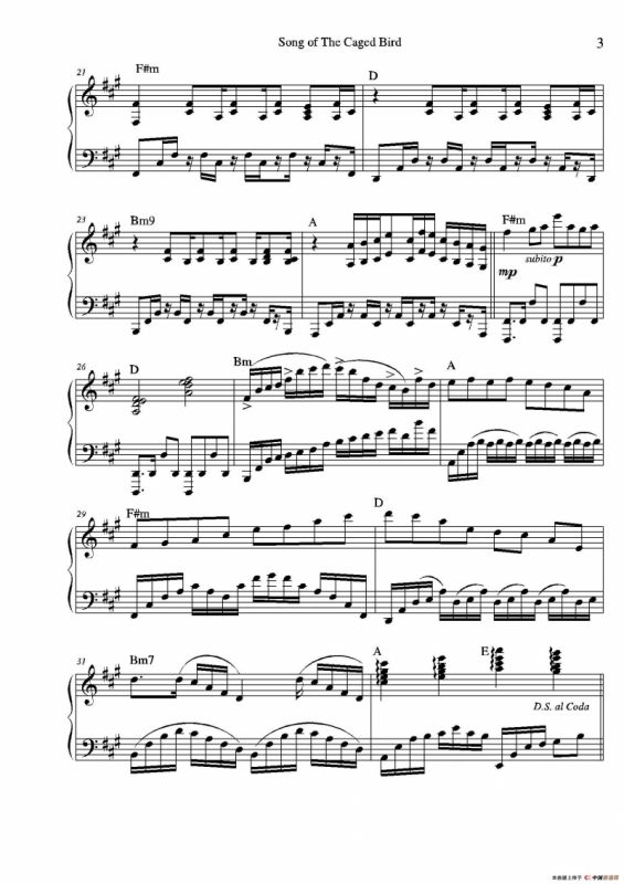 Song of a Caged Bird（小提琴+钢琴伴奏）