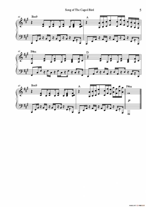 Song of a Caged Bird（小提琴+钢琴伴奏）
