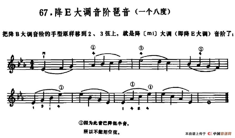 学琴之路练习曲67、降E大调音阶琶音（一个八度）