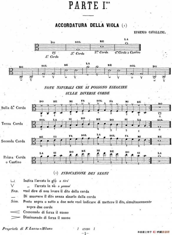 卡瓦利尼《中提琴演奏教程》练习曲