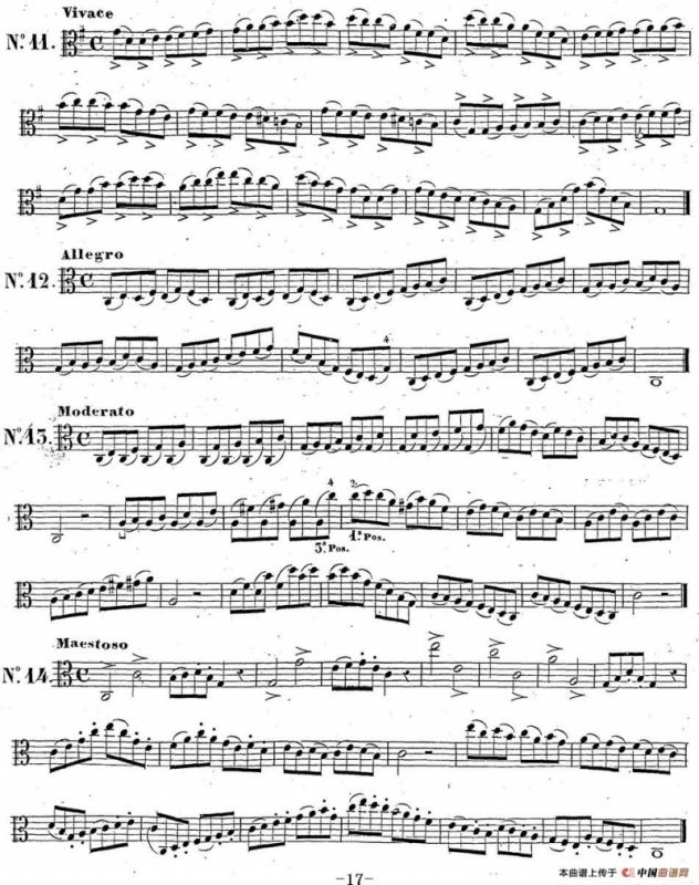 卡瓦利尼《中提琴演奏教程》练习曲