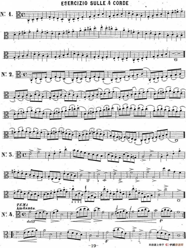 卡瓦利尼《中提琴演奏教程》练习曲