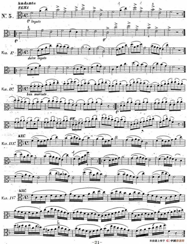 卡瓦利尼《中提琴演奏教程》练习曲