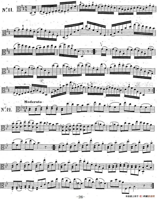 卡瓦利尼《中提琴演奏教程》练习曲