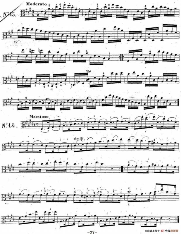 卡瓦利尼《中提琴演奏教程》练习曲