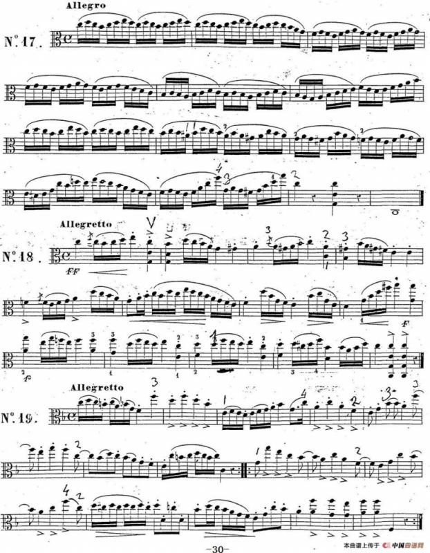 卡瓦利尼《中提琴演奏教程》练习曲