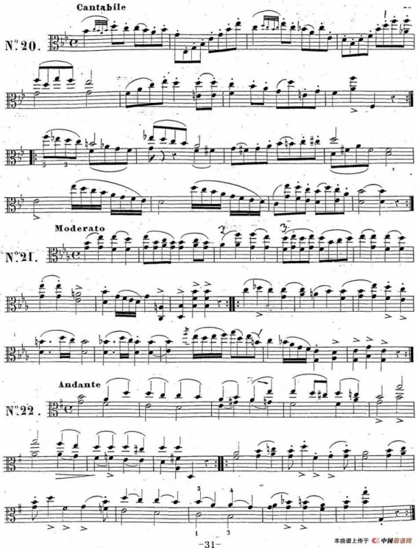卡瓦利尼《中提琴演奏教程》练习曲