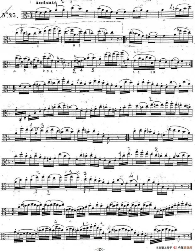 卡瓦利尼《中提琴演奏教程》练习曲