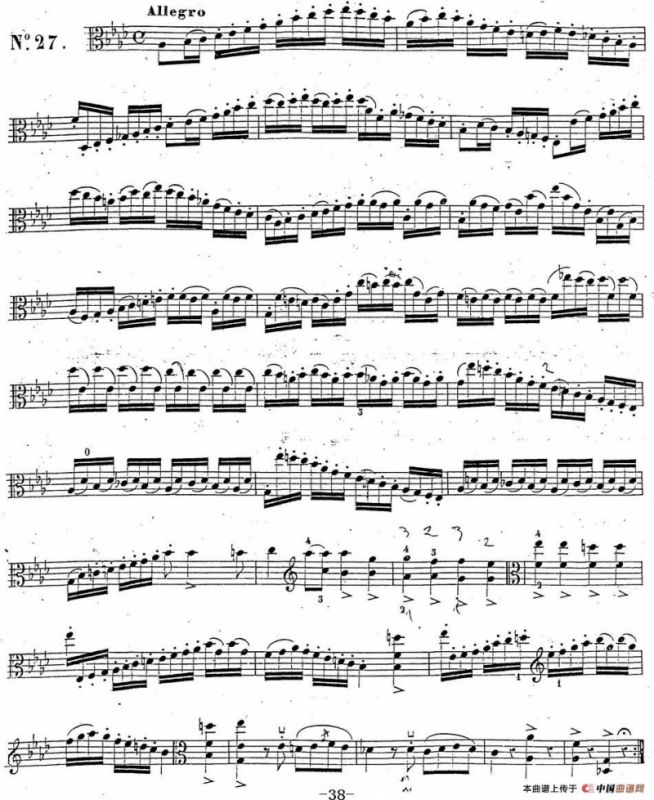 卡瓦利尼《中提琴演奏教程》练习曲