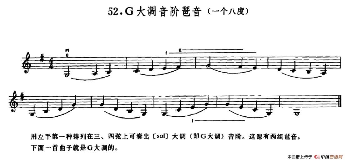 学琴之路练习曲52、G大调音阶琶音（一个八度）