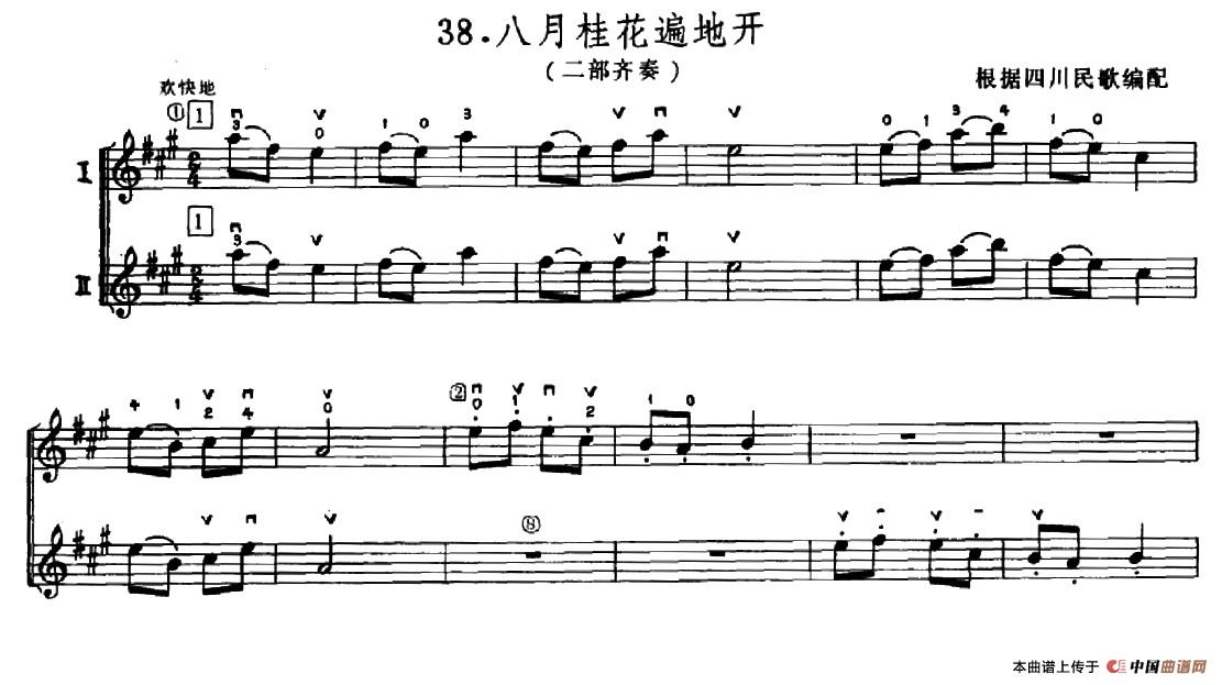 学琴之路练习曲38、八月桂花遍地开（二部合奏）