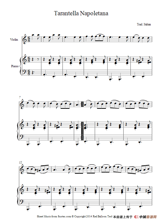 Tarantella Napoletana（小提琴+钢琴伴奏）