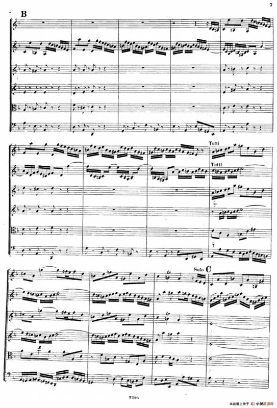 CONCERTO A DUE VIOLINI.（巴赫D小调二重协奏曲总谱）