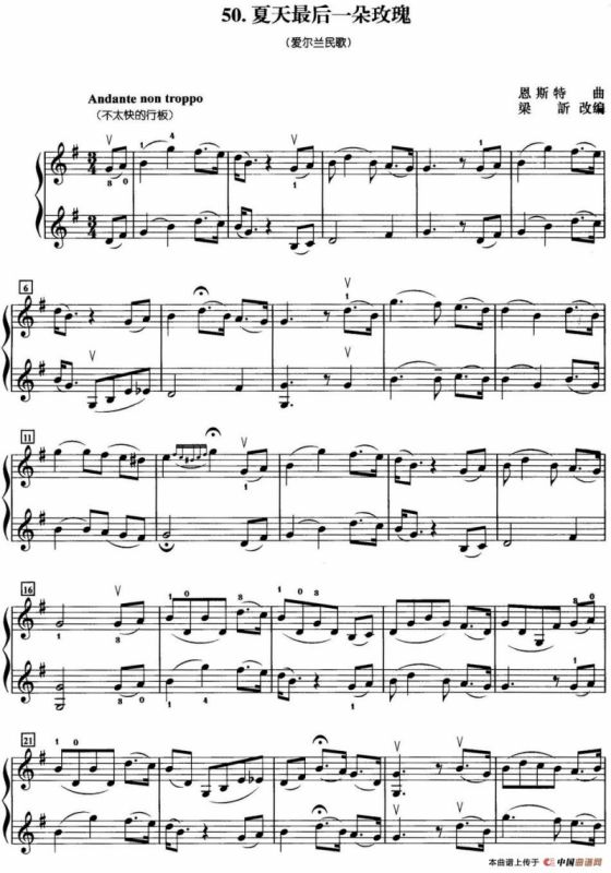 初级小提琴二重奏：夏天最后一朵玫瑰