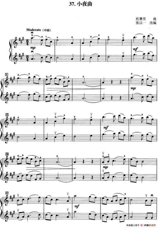 初级小提琴二重奏：小夜曲