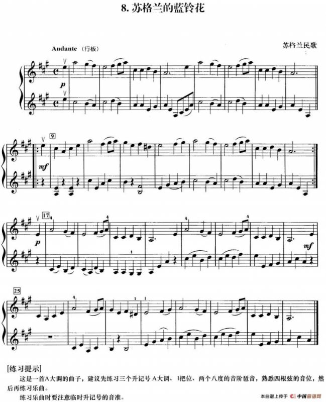 初级小提琴二重奏：苏格兰的蓝铃花