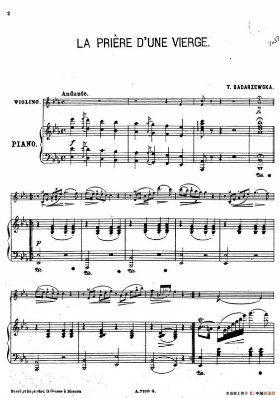 LA PRIERE DUNE VIERGE（少女的祈祷）（小提琴+钢琴伴奏）