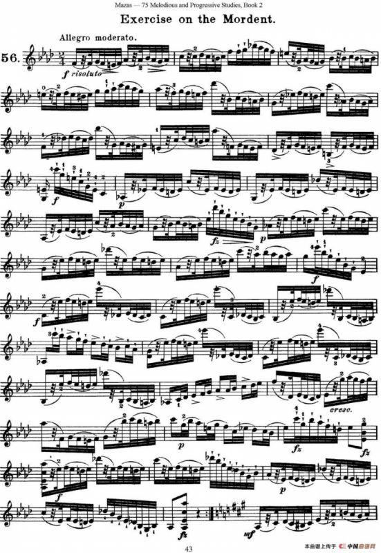 马扎斯小提琴练习曲 Op.36 第二册 华丽练习曲（56）