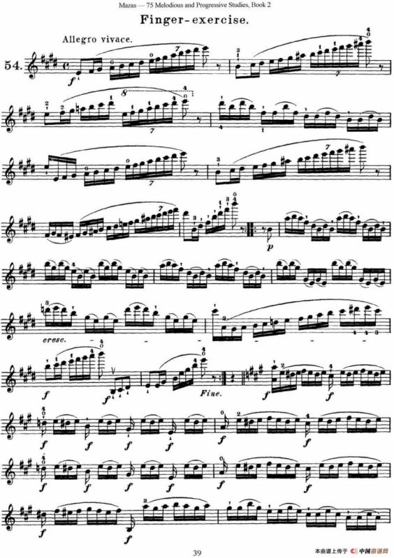 马扎斯小提琴练习曲 Op.36 第二册 华丽练习曲（54）