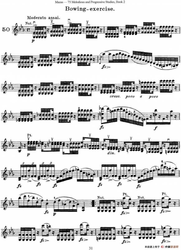 马扎斯小提琴练习曲 Op.36 第二册 华丽练习曲（50）