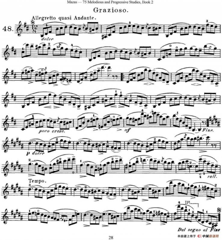 马扎斯小提琴练习曲 Op.36 第二册 华丽练习曲（48）