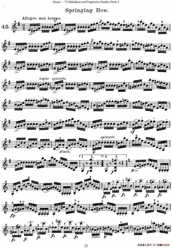 马扎斯小提琴练习曲 Op.36 第二册 华丽练习曲（45）