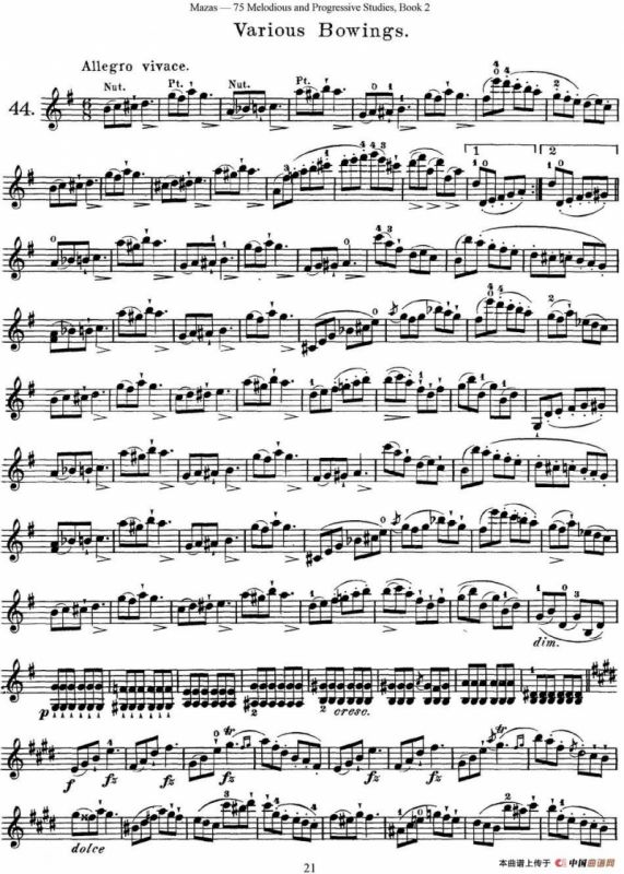 马扎斯小提琴练习曲 Op.36 第二册 华丽练习曲（44）
