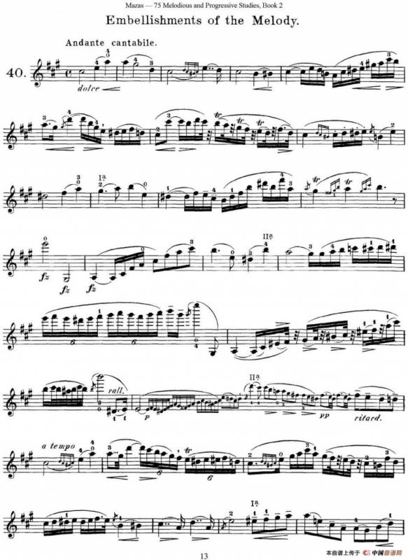 马扎斯小提琴练习曲 Op.36 第二册 华丽练习曲（40）