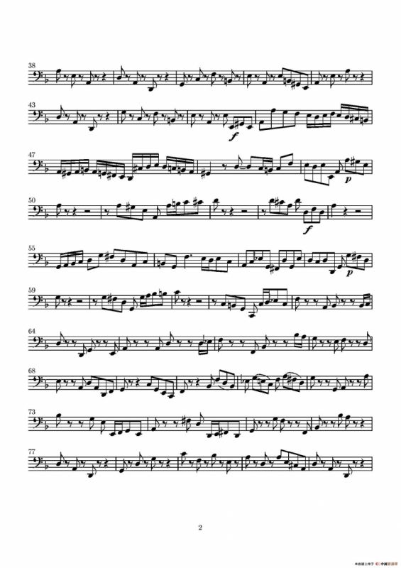 D小调无伴奏协奏曲（大提琴分谱）