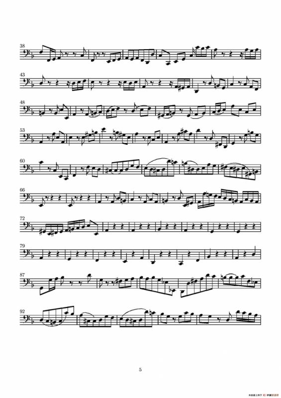 D小调无伴奏协奏曲（大提琴分谱）