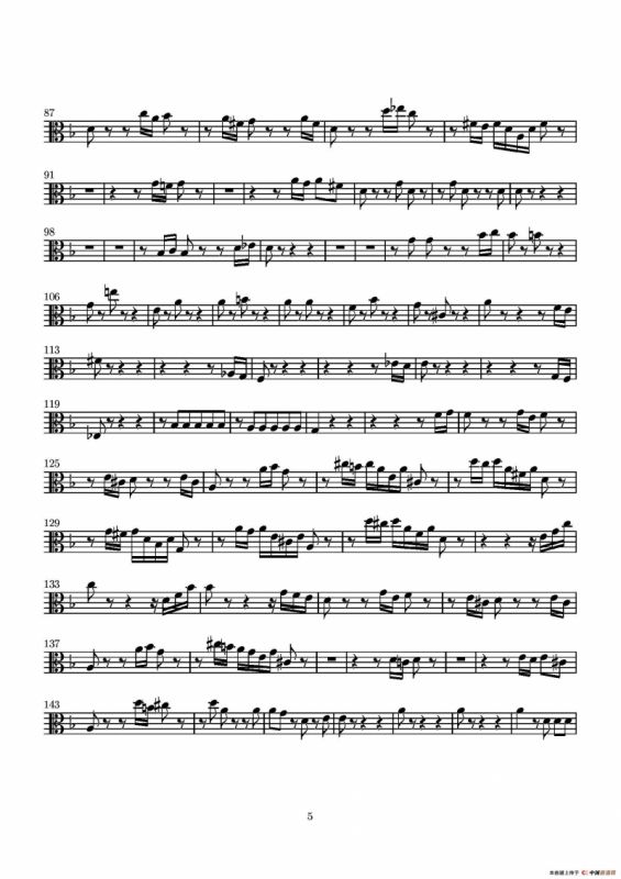 D小调无伴奏协奏曲（中提琴分谱）