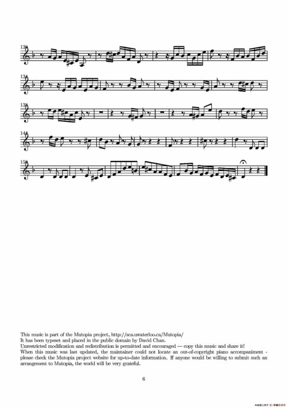 D小调无伴奏协奏曲（第二小提琴分谱）