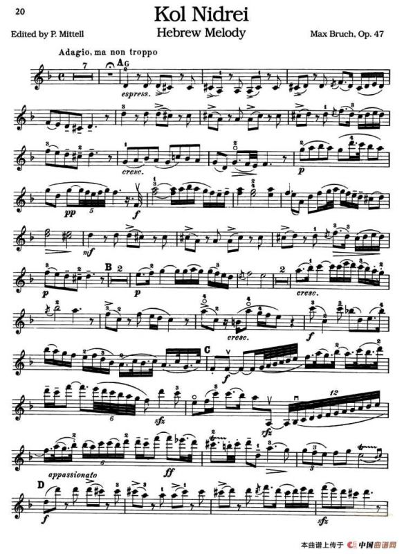 Kol Nidrei Hebrew Melody Op.47