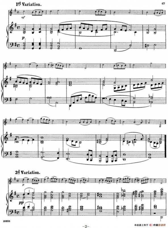 25首小提琴曲合集：Theme with Variations.（GUIDO PAPINI. Op.57）（小提琴+钢琴伴奏）