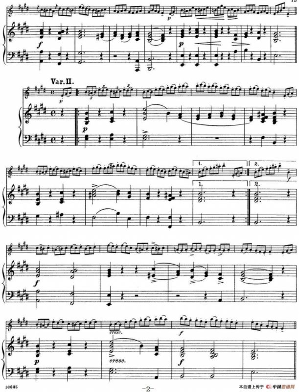 25首小提琴曲合集：Theme with Variations.（ADOLF GRUNWALD.Op.7，No.3）（小提琴+钢琴伴奏）