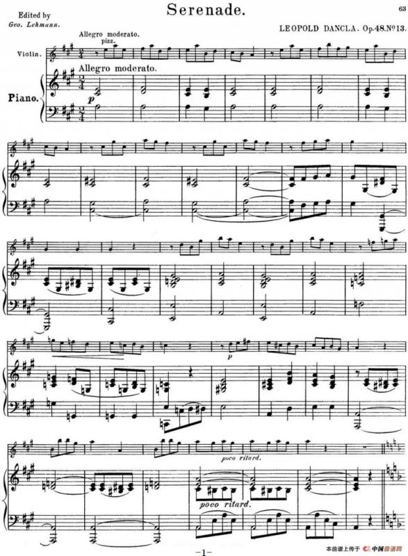 25首小提琴曲合集：Serenade.（LEOPOLD DANCLA. Op.48，No.13）（小提琴+钢琴伴奏）