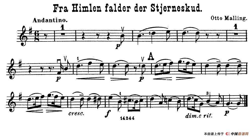 Fra Himlen falder der Stjerneskud.
