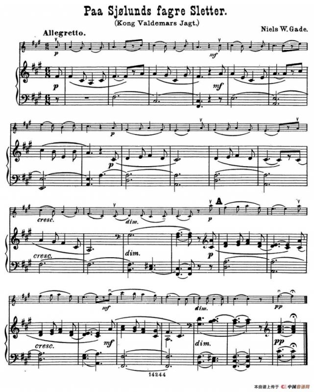 Paa Sjolunds fagre Sletter.（小提琴+钢琴伴奏）