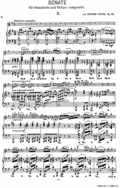 VIOLIN SONATA No.2 in G major（G大调第二小提琴奏鸣曲）（Ⅱ）（小提琴+钢琴伴奏）