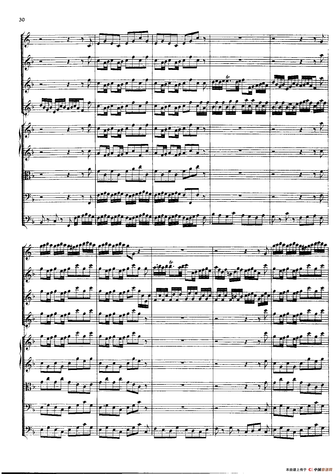 勃兰登堡第二协奏曲（弦乐合奏总谱）