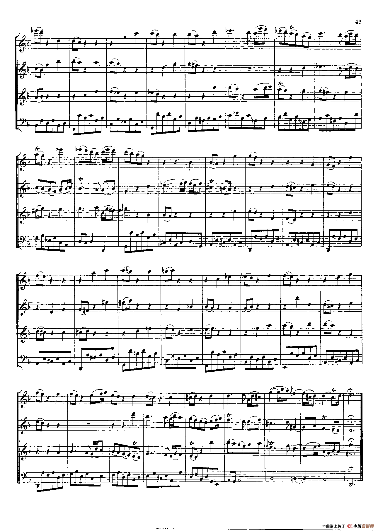 勃兰登堡第二协奏曲（弦乐合奏总谱）