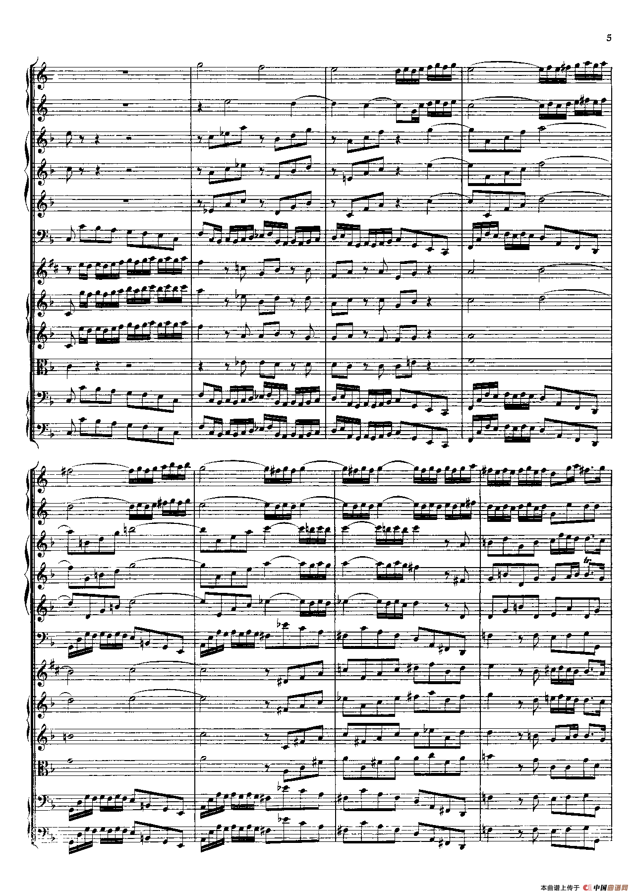 勃兰登堡第一协奏曲（弦乐合奏总谱）