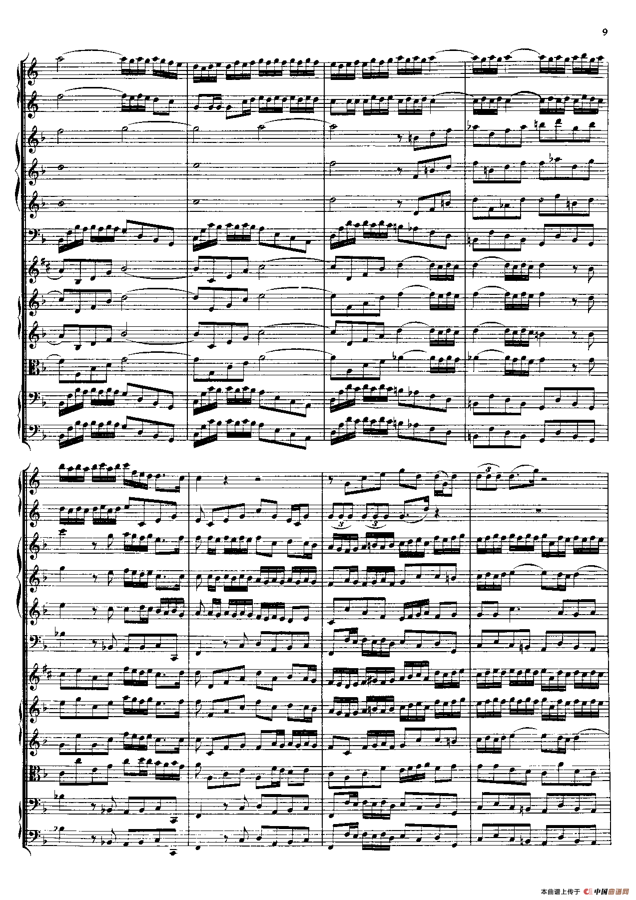 勃兰登堡第一协奏曲（弦乐合奏总谱）